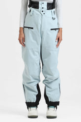 Pantalones de nieve holgados con aislamiento en color azul hielo para mujer con tirantes desmontables